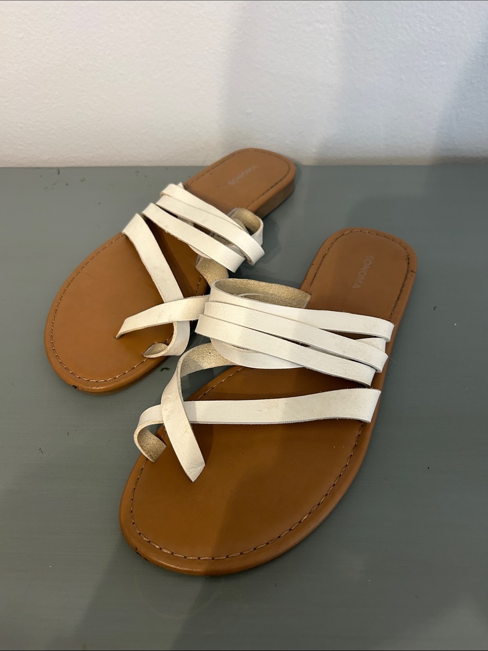 Sonoma White Strappy Slide Sandals